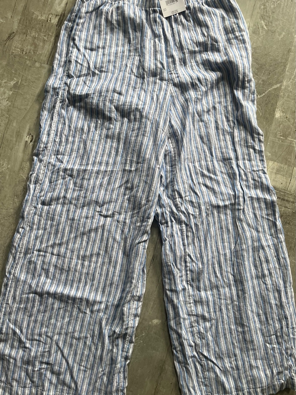 American Eagle Outfitters Blue & White Striped Wide Leg Pant linen/viscose NWT